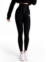 Czarne legginsy damskie z gorsetem do fitnessu