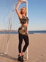 Camouflage bustier and leggings with black legs