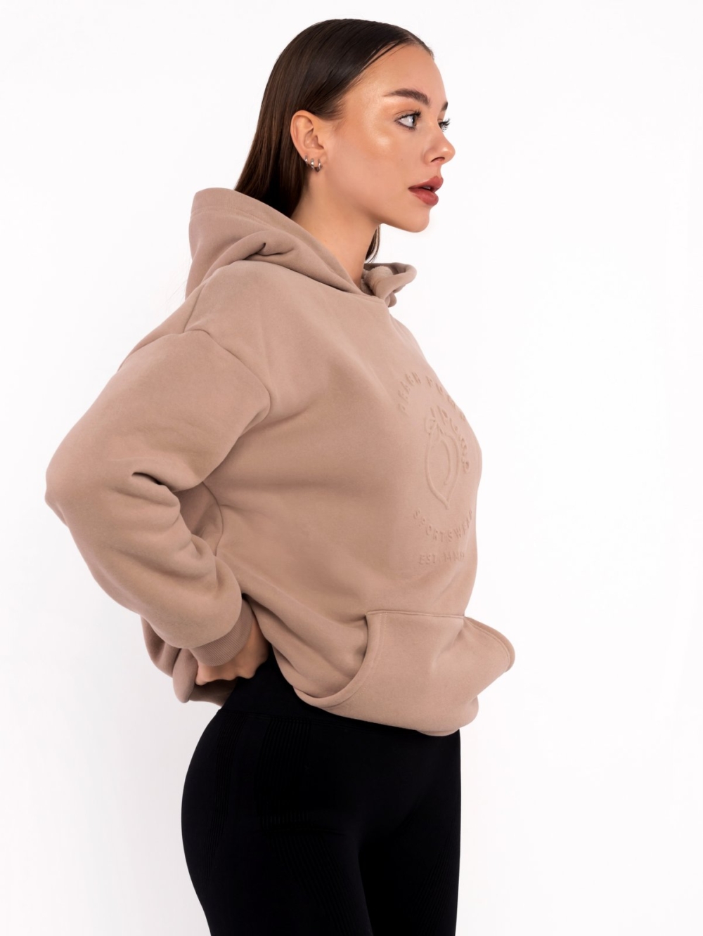 Beiger Damen Hoodie für Sport und Freizeit
