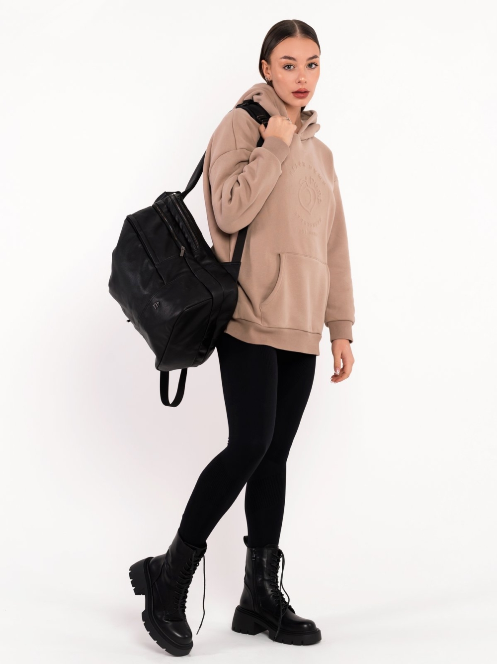 Beiger Damen Hoodie mit weicher Innenseite