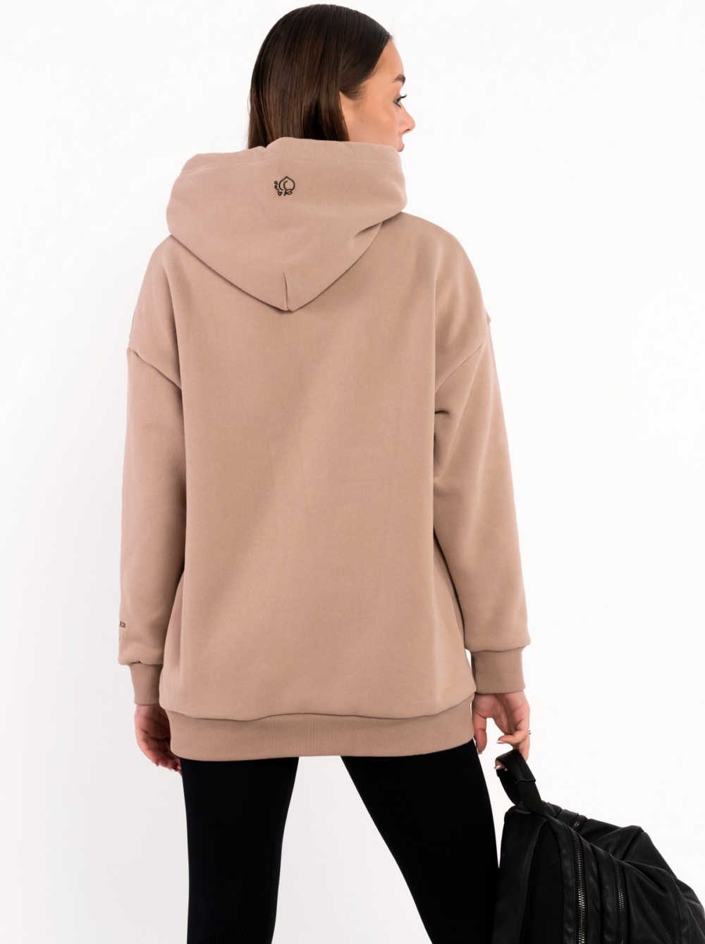 Beiger Damen Hoodie mit großer Kapuze