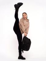 Veľkolepá mikina s prešívanou podšívkou v béžovej farbe