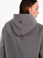 Winter hoodie with large hood and rubberized logo Peach Pump in grey