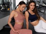 Seamless sports bustier with padding in pink