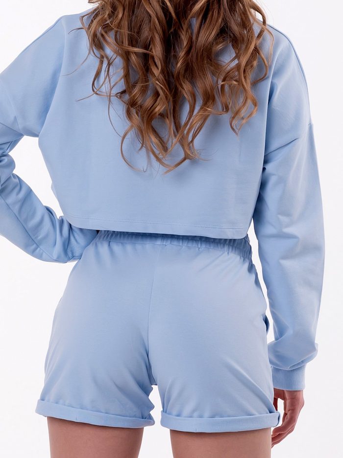 Blue cotton shorts suitable for workout or a walk