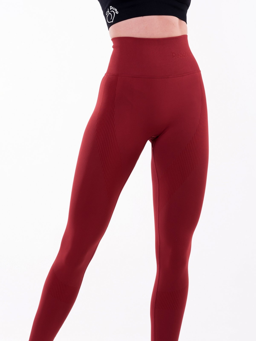 Bordeauxrote Sportleggings mit hoher Taille