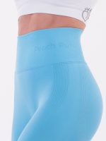 Colanți de damă fără cusături de culoare albastru deschis cu logo-ul Peach Pump