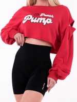 Ženska skraćena majica tipa sweatshirt, sa širokim rukavima i mekim vezom