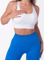 Bustieră albă push-up Peach Pump cu spatele încrucișat și închidere în mai multe trepte
