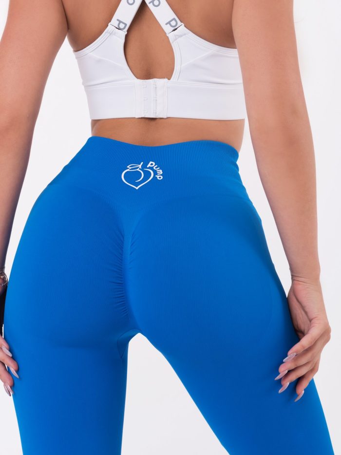 Sports flare leggings in blue with Peach Pump effect