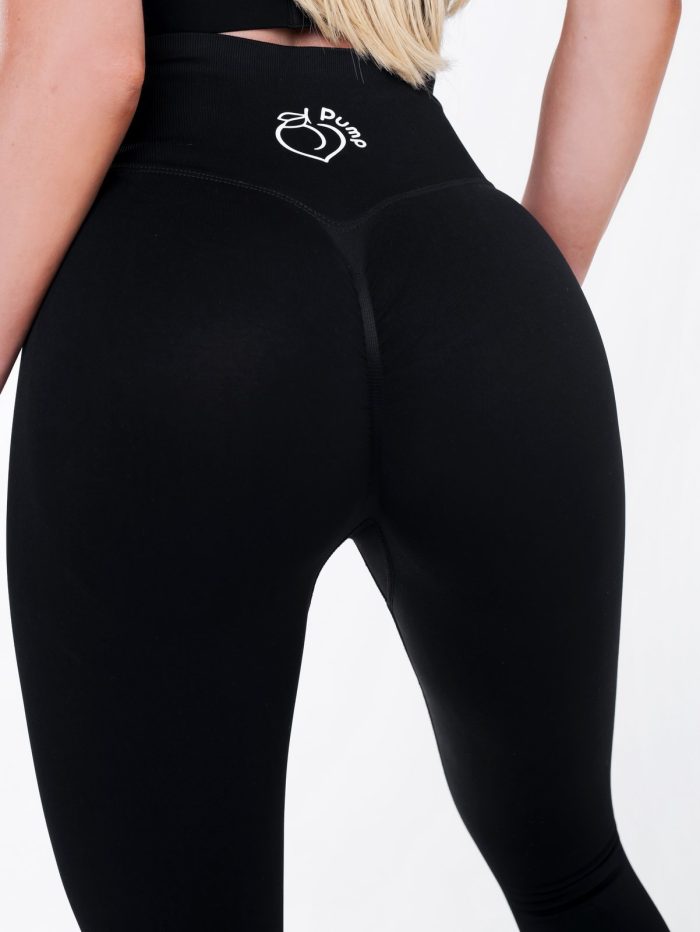 Jambiere sport negre cu talie înaltă și efect de modelare a fundului