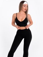 Black leggings and V-neck bustier set
