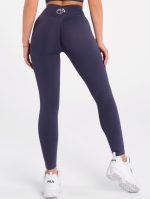 Jambiere sport, fără cusături, cu talie joasă, de culoare albastru-gri, de la Peach Pump.