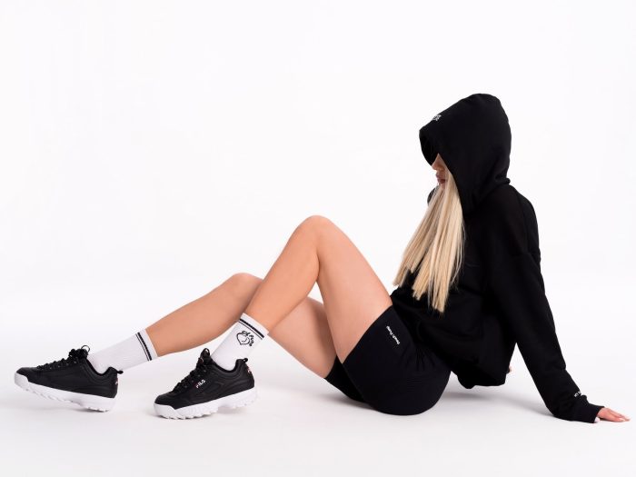 Дамски бели спортни чорапи с бели линии от памук Peach Pump