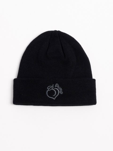 Black beanie hat with embroidered logo