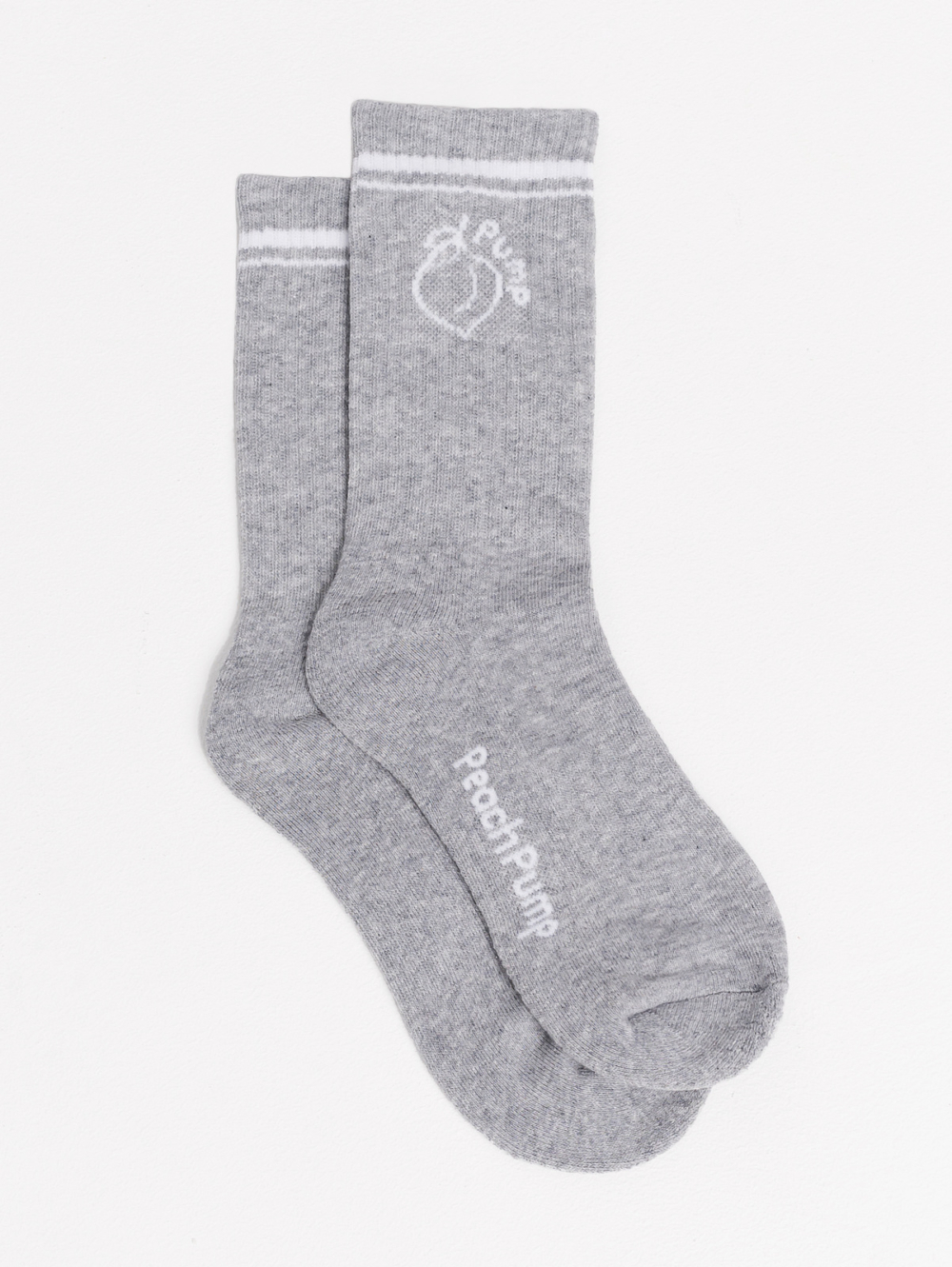 Szare skarpety sportowe z białymi liniami Peach Pump