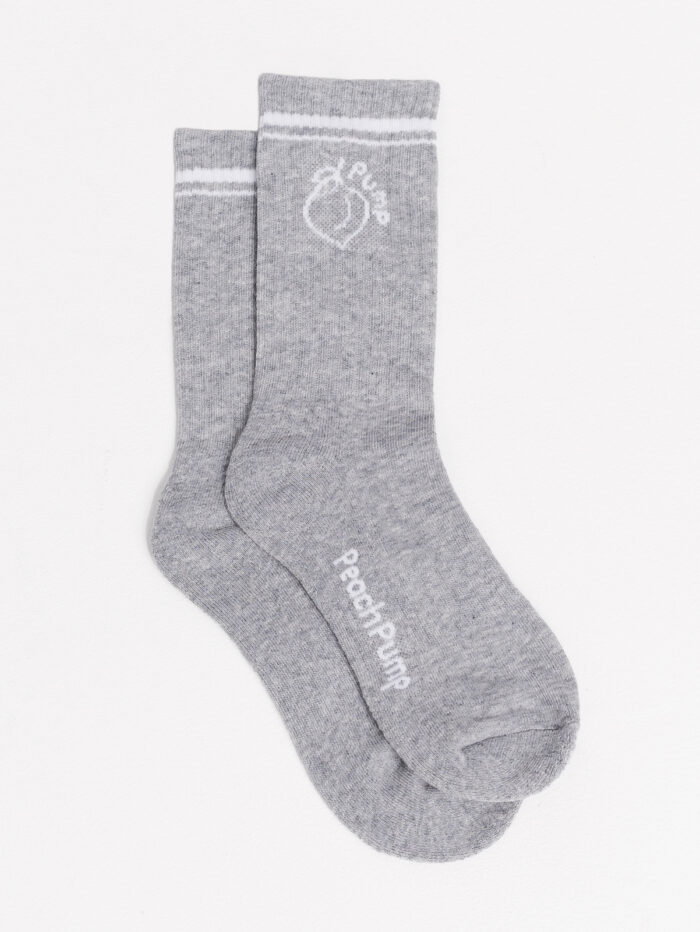 Šedé sportovní ponožky s bílými pruhy Peach Pump