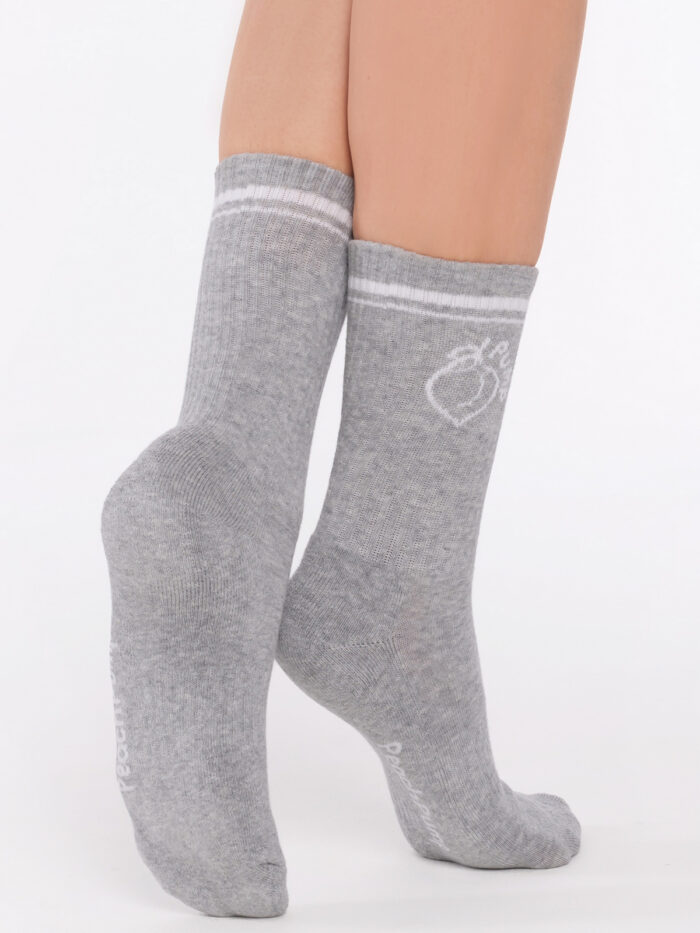 Šedé sportovní ponožky se dvěma bílými pruhy Peach Pump