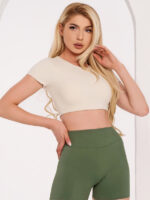 Tricou sport scurt bej mulat cu căptușeală detașabilă