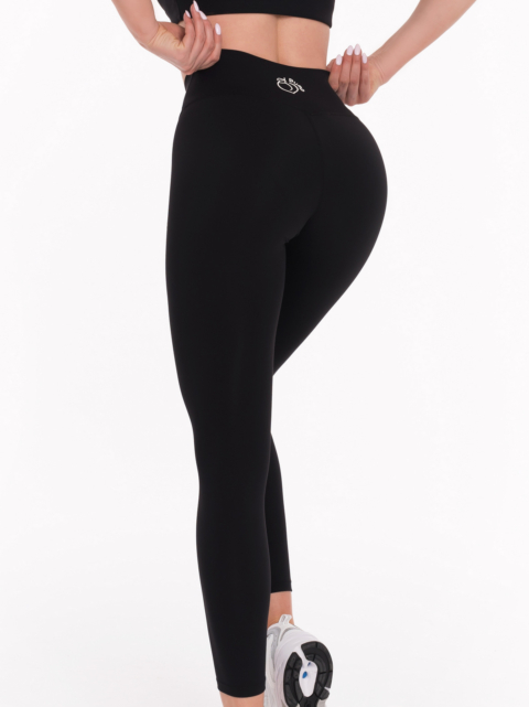 Colanți sport de damă negri din material elastic