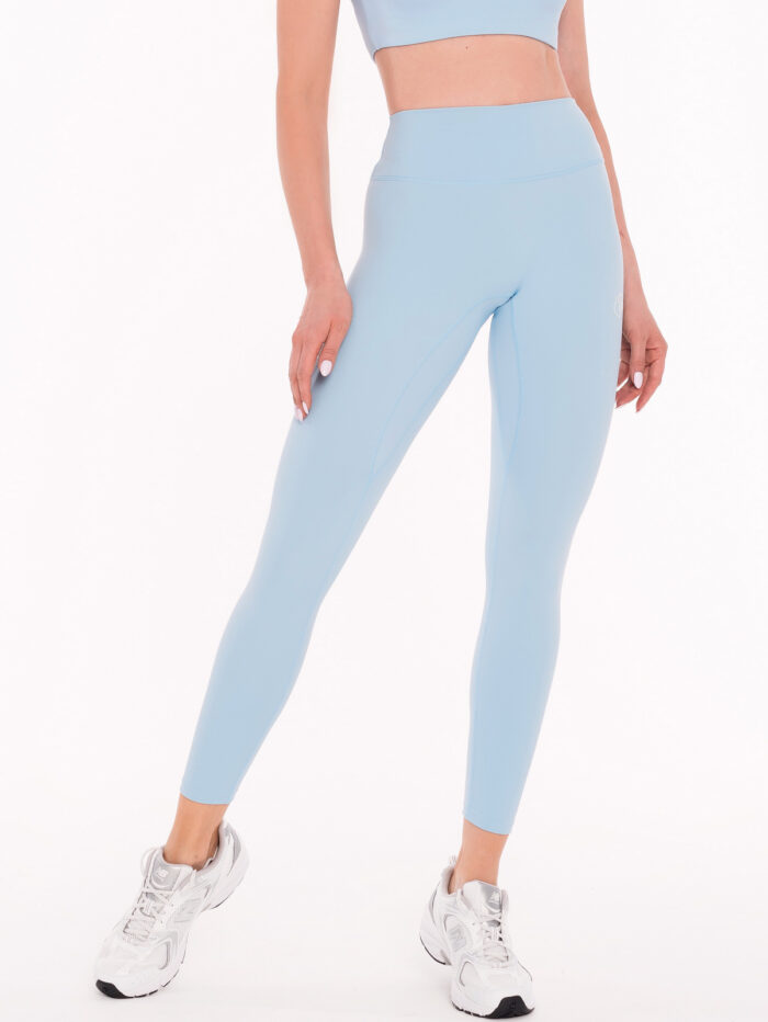 Jasnoniebieski komplet sportowy legginsy i bluza do jogi i fitnessu