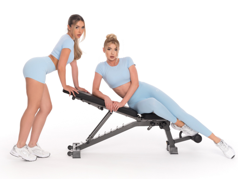 Colanți sport lungi de damă în albastru deschis cu talie medie pentru yoga și fitness