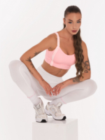 Pink bra with push-up padding and Peach Pump lettering along the length