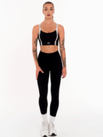 Sutien sport negru cu bretele albe cu inscripții Peach Pump