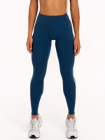 Damskie ciemnoniebieskie legginsy sportowe z naturalnym efektem modelującym sylwetkę i wysokim stanem.
